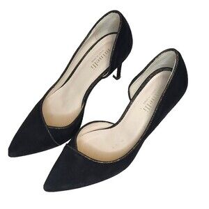 Minelli Women's Heels Black Suede with Gold Accent Size 37 / 6.5